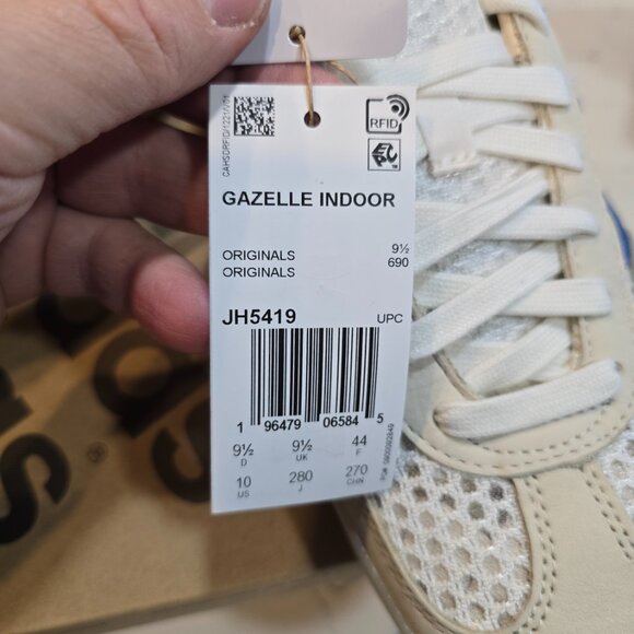 Adidas Originals Gazelle Indoor (Off White/Focus Blue/Warm Vanilla) M 10 JH5419 - Picture 3 of 14